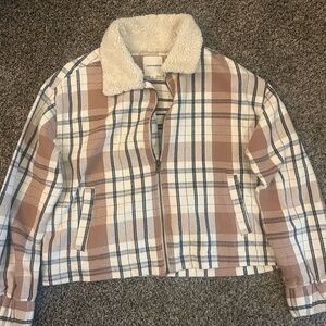 Lucky brand Plaid Jacket with Sherpa Collar